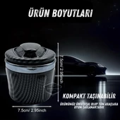 Üniversal Porselen Yanmaz Koku Geçirmez Mavi Işıklı Lüx Oto Küllük Dumansız Kapaklı Spor Araç İçi Küllük Araba Küllüğü Karbon Gümüş - 3