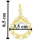 BZ Altın Kaplama Zirkon Taşlı Yarım Çerçeve Kadın Kolye Ucu TGR-471 - 3