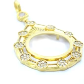 BZ Altın Kaplama Zirkon Taşlı Yarım Çerçeve Kadın Kolye Ucu TGR-471 - 4