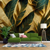 3 Boyutlu Yeşil Sarı Temalı Duvar Kağıdı thumbnail 1