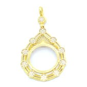 BZ Altın Kaplama Zirkon Taşlı Yarım Çerçeve Kadın Kolye Ucu TGR-471 - 1