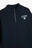 Koton Erkek Çocuk Sweatshirt Dik Yaka Yarım Fermuarlı Uzun Kollu - 3