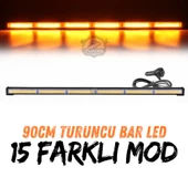 Turuncu Tepe Çakar Bar Led 90cm 12-24v  Off Road Çekici Traktör İkaz Lambası Çakar 15 Modlu - 1