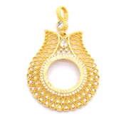 BZ Altın Kaplama Lale Model Çeyrek Çerçeve Kolye Ucu TGR-442 - 1