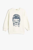 Koton Erkek Çocuk Hayvan Baskılı Sweatshirt Bisiklet Yaka Boxy Pamuk Karışımlı - 1