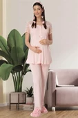 Mecit 5422 Pudra Dantel Detaylı Hamile Lohusa Pijama Tk - 2