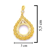 BZ Altın Kaplama Beyaz Taşlı Örgü Çeyrek Çerçeve Kadın Kolye Ucu - 3