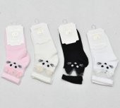 BEYAZ KEDİLİ ÇOCUK SOKET ÇORAP - 5 YAŞ - 1