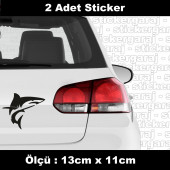 Köpek balıı jaws saldırgan sticker etiket -2 adet  araba kask motosiklet laptop tablet pc atv uyumlu sticker 2 adet - 1