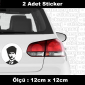 mustafa kemal atatürk sticker 2ADET - araba kask motosiklet laptop tablet pc atv uyumlu sticker 2 adet - 1