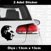 Atatürk silüet sticker 2ADET - araba kask motosiklet laptop tablet pc atv uyumlu sticker 2 adet - 1