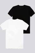 ÇOCUK BASIC TSHİRT SİYAH-BEYAZ 2`Lİ PAKET BİSİKLET YAKA D40 thumbnail 1