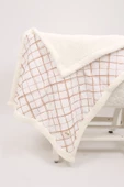 Luckka Puffy Bebek Battaniyesi 70x100 cm Koyun Tüylü Müslin Battaniye  - ZTPUF00  Çizgili - 1