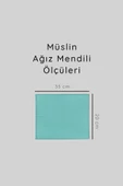 12'li Müslin Ağız Mendili , Omuz Bezi , Ter Bezi Çift Kat Dikimli 35x20 cm - ZTAGIZMENDİLİ Turkuaz - 5