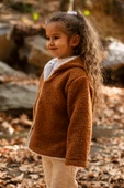 Heritage Puffy Astarlı Peluş Bebek Çocuk Ceket - Kopüşonlu Peluş Mont - ZTPUFCEKET  1-2 yaş KAHVERENGİ - 1