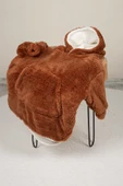Heritage Çift Katlı Wellsoft Çocuk Giyilebilir Battaniye - Peluş Panço Oversize - ZTPUFBAT  2-4 Yaş KAHVERENGİ - 6