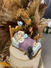 Yatakta Uyuyan  Sevimli Yaşlı Çift ve Kedisi Biblo thumbnail 8