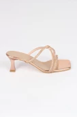 Bakır Taşlı Çapraz Bantlı Topuklu Abiye Terlik - Monoce - 2