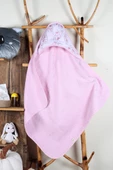 Luckka %100 Pamuk Bebek Havlu Kundak Banyo Havlusu - ZTKUNDAK  Pembe - 1