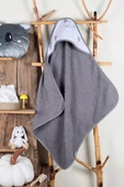 Luckka %100 Pamuk Bebek Havlu Kundak Banyo Havlusu - ZTKUNDAK Gri - 2