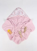 Luckka %100 Pamuk Bebek Havlu Kundak Banyo Havlusu - ZTKUNDAK  Pembe - 4
