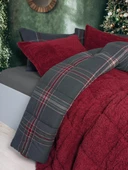 Cozy Home Festive Çift Kişilik Çift Taraflı Peluş Yorgan Noel Kırmızı - 7