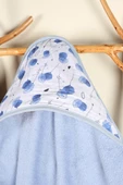 Luckka %100 Pamuk Bebek Havlu Kundak Banyo Havlusu - ZTKUNDAK mavi - 2