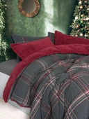 Cozy Home Festive Çift Kişilik Çift Taraflı Peluş Yorgan Noel Kırmızı - 6