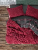 Cozy Home Festive Çift Kişilik Çift Taraflı Peluş Yorgan Noel Kırmızı - 3