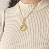 BZ Altın Kaplama Yeşil Taşlı Sonsuzluk Çeyrek Çerçeve Kolye Ucu TGR-359 - 2