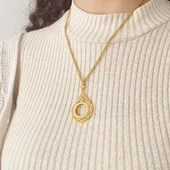 BZ Altın Kaplama Taşlı Sonsuzluk Çeyrek Çerçeve Kolye Ucu TGR-358 - 2