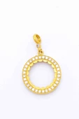 BZ Altın Kaplama Yarım Çerçevesi Beyaz Zirkon Taşlı Kolye Ucu - 2