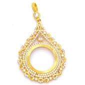 BZ Altın Kaplama Zirkon Taşlı Sonsuzluk Yarım Çerçeve Kolye Ucu - 1