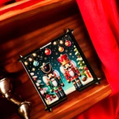 Bardak altlığı,yılbaşı temslı ahşap bardak altlığı - 4