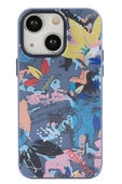 Newface iPhone 14 Pro Max Kılıf  Prada Desenli Kapak - Mavi - 1