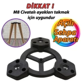 Açılı Üçlü Sehpa Bağlantı Aparatı Zigon Puf Tabure Mobilya Masa Ayağı Ayak Takma Tabanı - 1