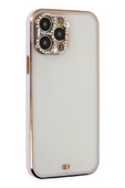 Newface iPhone 12 Pro  Kılıf Liva Taşlı Silikon - Pembe -Kırmızı - Beyaz - Siyah - Mor - 5