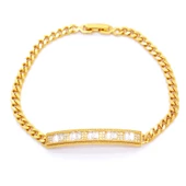 BZ Altın Kaplama Zirkon Taşlı Su Yolu Kadın Zincir Bileklik BLK-735 - 1