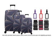 Bagacar Kristal 3lü Set Valiz Kılıfı, 3 lü Valiz Kemeri, 3lü Valiz Etiketi - 1