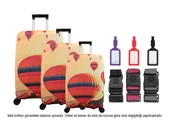 Bagacar Balon 3lü Set Valiz Kılıfı, 3 lü Valiz Kemeri, 3lü Valiz Etiketi - 1