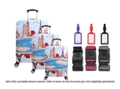 Bagacar Kule 3lü Set Valiz Kılıfı, 3 lü Valiz Kemeri, 3lü Valiz Etiketi - 1