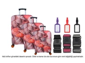 Bagacar Deniz Kabuğu 3lü Set Valiz Kılıfı, 3 lü Valiz Kemeri, 3lü Valiz Etiketi - 1