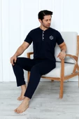 Yüksek Kaliteli Pamuk Penye: Erkekler İçin Mevsimlik 3 Parça Kısa Kollu Pijama Takımı Babalar Günü Hediyesi - 5