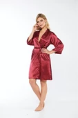 Bordo İpek Saten Sabahlık - 14004 - 1