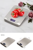 QNİAY Dijital Gıda Ölçeği Paslanmaz Çelik (1gr- 5 Kg )hassas Ölçek Lcd Ekran Diyet Ölçü Mutfak Terazisi - 1