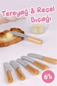 QNİAY Mini 6 Adet Lüx Tereyağı/recel Bıçağı 6'lı Ahşap Saplı Mini Bıçağı Ahşap Saplı Spatula Seti Kahvaltı thumbnail 2