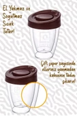 QNİAY Çift Cidarlı Kapaklı El Yakmaz Bardak Termos Double Wall Espresso Coffe Latte thumbnail 1