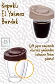 QNİAY Çift Cidarlı Espresso Kahve Bardağı Kapaklı El Yakmaz Mika Bardak Ev Ofis Kamp Seyahat Termos - 1