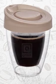 QNİAY Çift Cidarlı Espresso Kahve Bardağı Kapaklı El Yakmaz Bardak Americano Latte Coffe Çay - 1