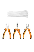 QNİAY Mini Pense Kargaburun Yankeski 3'lü Set + 100 Plastik Kelepçe - 1